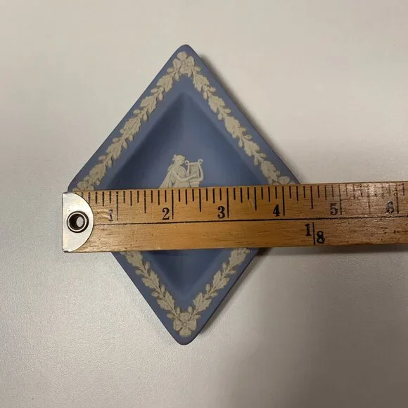 Wedgwood Jasperware Blue Diamond Dish England Vintage Trinket Tray Classical - Picture 5 of 6